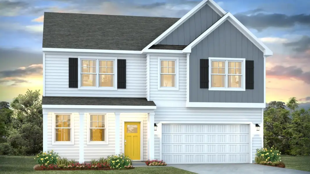 Representative exterior photo of a completed home built from the Hanover by D.R. Horton in Saunders Village, Northwest, NC (Image 6).