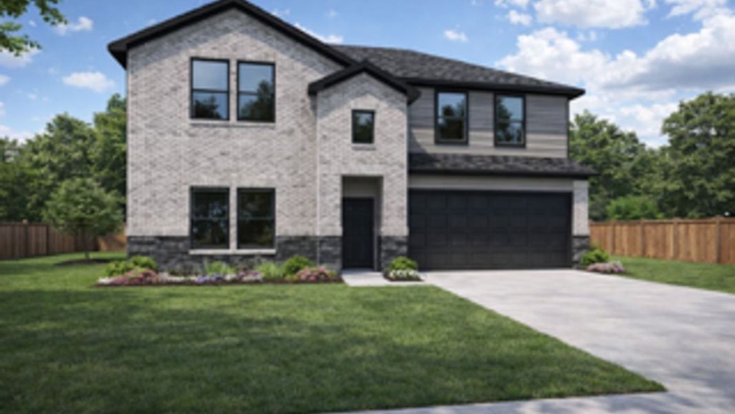 Representative exterior photo of a completed home built from the Perry by D.R. Horton in Mill Creek, Magnolia, TX (Image 2). Representative exterior photo of a completed home built from the Perry by D.R. Horton in Mill Creek, Magnolia, TX (Image 2).