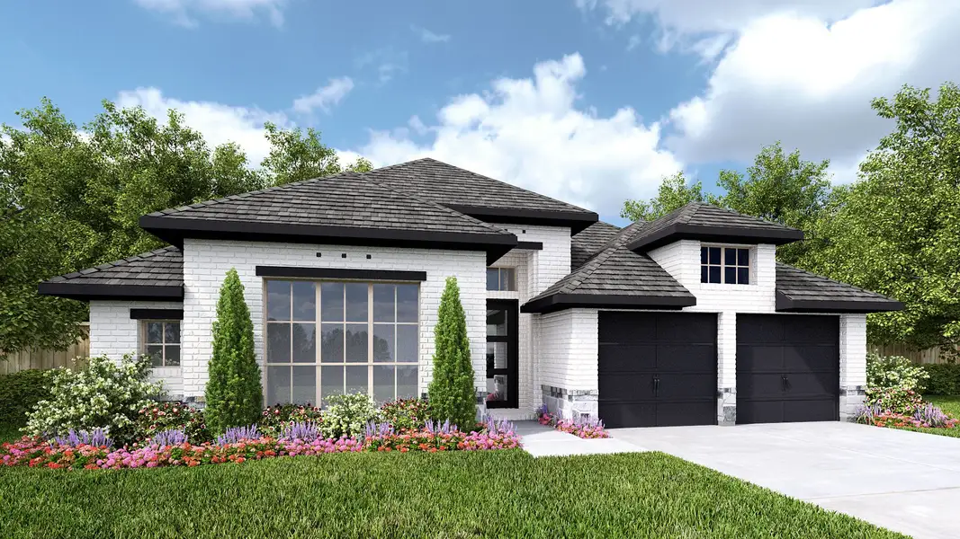 Representative exterior photo of a completed home built from the 2519W by Perry Homes in Meridiana, Rosharon, TX (Image 2).