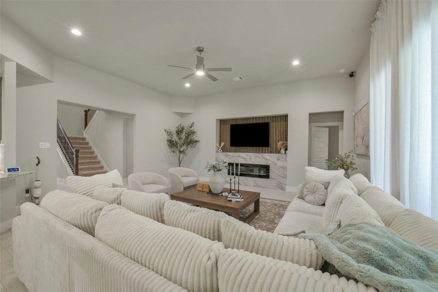 Generous living room offers plenty of room for entertaining.