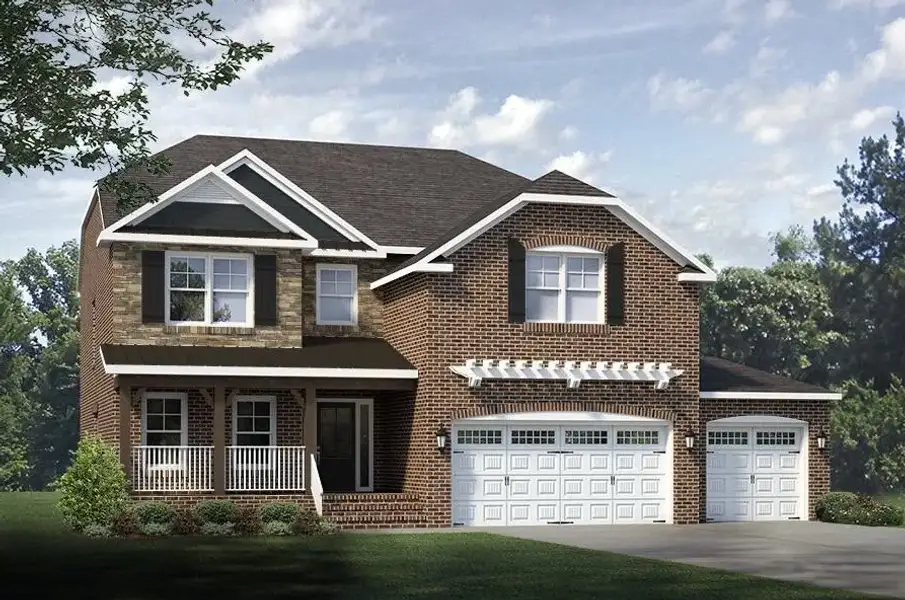 Front exterior of a new home in Preserve at Carriage Cove, Oak Ridge, NC, highlighting curb appeal (Image 1). Front exterior of a new home in Preserve at Carriage Cove, Oak Ridge, NC, highlighting curb appeal (Image 1).