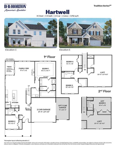 2D floor plan layout for the Hartwell by D.R. Horton in Kalas Falls, Wake Forest, NC (Image 4).