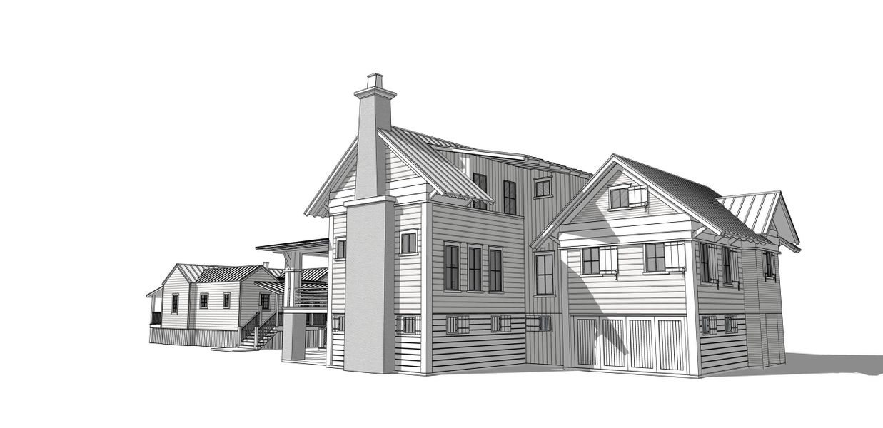 Exterior rendering of this home design in , Sullivan's Island, SC (Image 10). Exterior rendering of this home design in , Sullivan's Island, SC (Image 10).