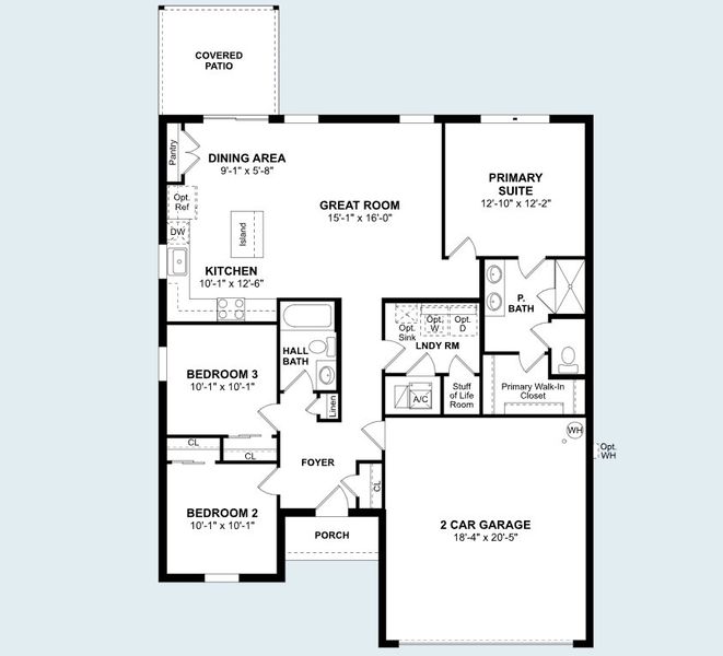 2D floor plan layout of this home in Aspire at Palm Coast, Palm Coast, FL (Image 2).