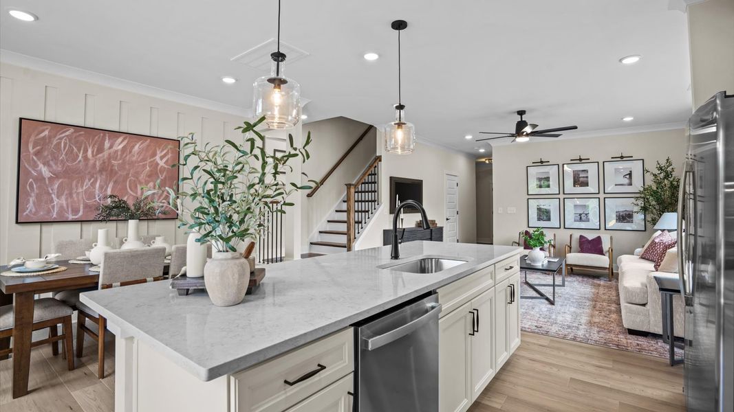 Representative furnished interior of a home built from the Litchfield by DRB Homes in North First Street Townes, Mebane (Image 17).