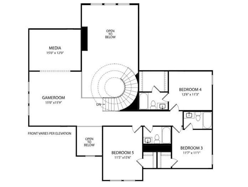 2D floor plan layout of this home in Meridiana 65', Manvel, TX (Image 3).