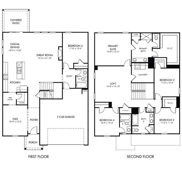 2D floor plan layout of this home in Maxwell Commons, Easley, SC (Image 2).