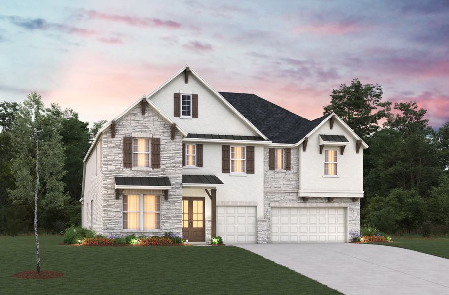 Representative exterior photo of a completed home built from the Northcliffe by Beazer Homes in ARTAVIA, Conroe, TX (Image 1). Representative exterior photo of a completed home built from the Northcliffe by Beazer Homes in ARTAVIA, Conroe, TX (Image 1).