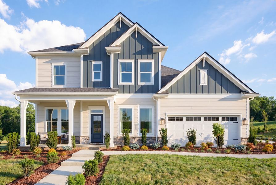 Representative exterior photo of a completed home built from the The Meadows by David Weekley Homes in Heritage Green – The Signature Collection, Columbia, TN (Image 1). Representative exterior photo of a completed home built from the The Meadows by David Weekley Homes in Heritage Green – The Signature Collection, Columbia, TN (Image 1).