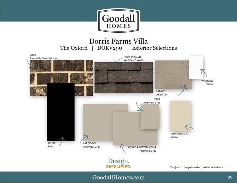Sample of building materials used in homes in Dorris Farm Villas, White House (Image 31). Sample of building materials used in homes in Dorris Farm Villas, White House (Image 31).