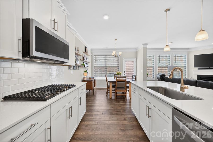 Plenty of cabinet and counter space. Don't overlook the pull-out trash can.