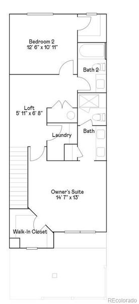 2D floor plan layout of this home in Parterre: The Parkside Collection, Thornton, CO (Image 3).