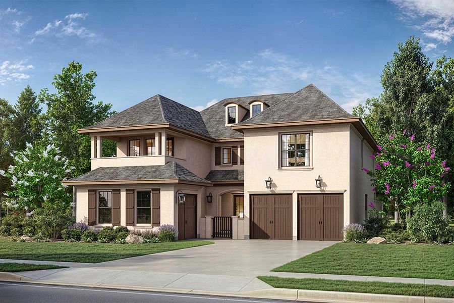 Representative exterior photo of a completed home built from the Catalina by Landon Homes in Fields - Brookside North, Frisco, TX (Image 2). Representative exterior photo of a completed home built from the Catalina by Landon Homes in Fields - Brookside North, Frisco, TX (Image 2).
