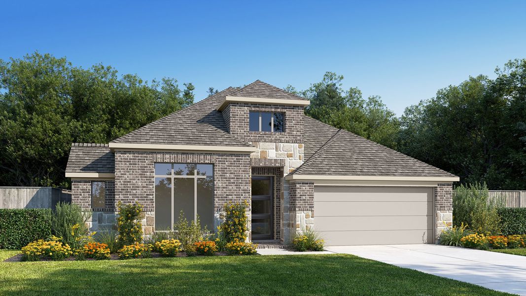 Representative exterior photo of a completed home built from the 2738P by Perry Homes in Colton, Todd Mission, TX (Image 2). Representative exterior photo of a completed home built from the 2738P by Perry Homes in Colton, Todd Mission, TX (Image 2).