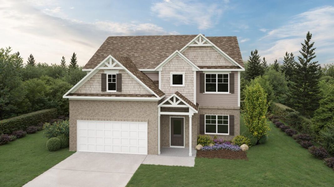 Representative exterior photo of a completed home built from the The Deerfield by Direct Residential Communities in The Hills at Cedar Creek, Winder, GA (Image 7). Representative exterior photo of a completed home built from the The Deerfield by Direct Residential Communities in The Hills at Cedar Creek, Winder, GA (Image 7).