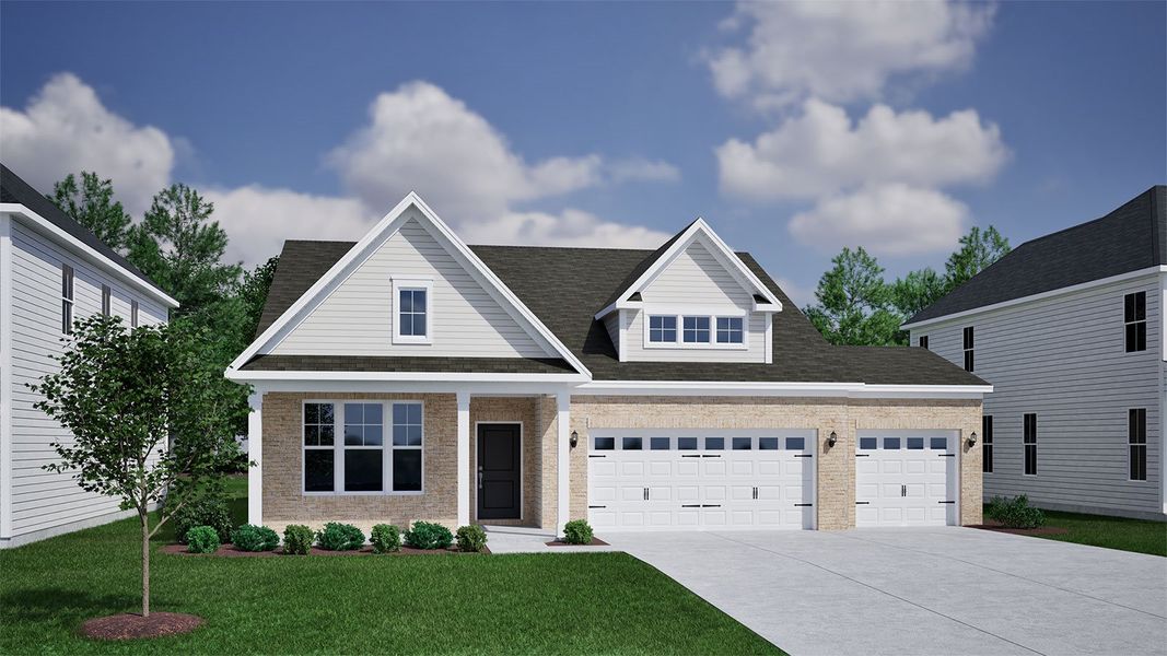 Representative exterior photo of a completed home built from the Cary - Vanguard Collection by Mungo Homes in Cottages at Lake Emory, Inman, SC (Image 22).