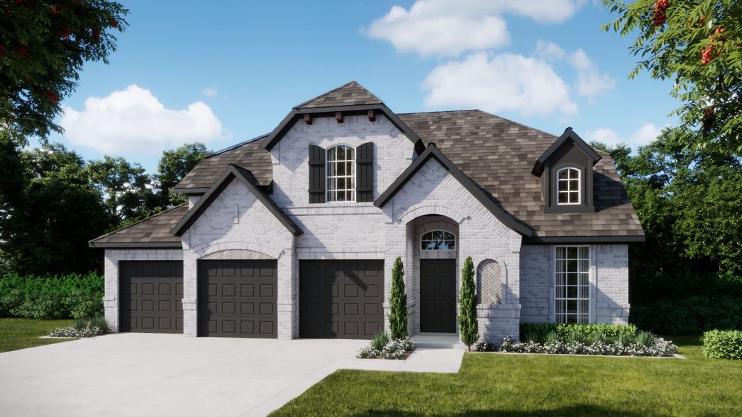 Representative exterior photo of a completed home built from the Concept 3015 by Landsea Homes in Lovers Landing, Forney, TX (Image 9). Representative exterior photo of a completed home built from the Concept 3015 by Landsea Homes in Lovers Landing, Forney, TX (Image 9).