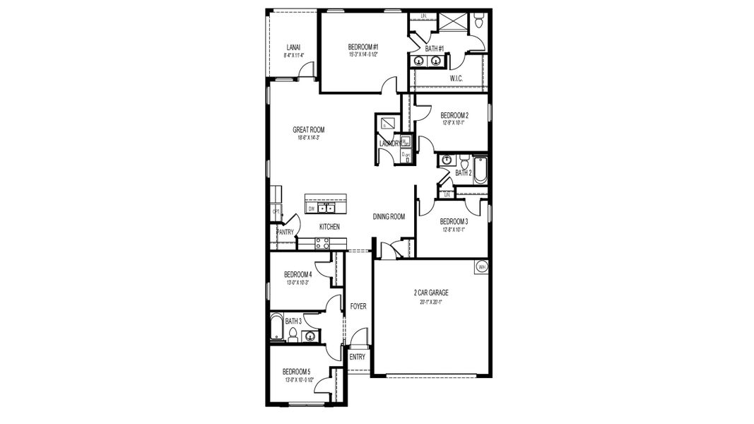 2D floor plan layout of this home in Bentley Crossing - Express & Tradition, Fort Myers, FL (Image 3).