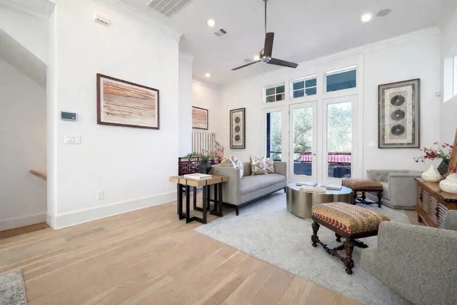 Soaring 12' ceilings and real wood floors!