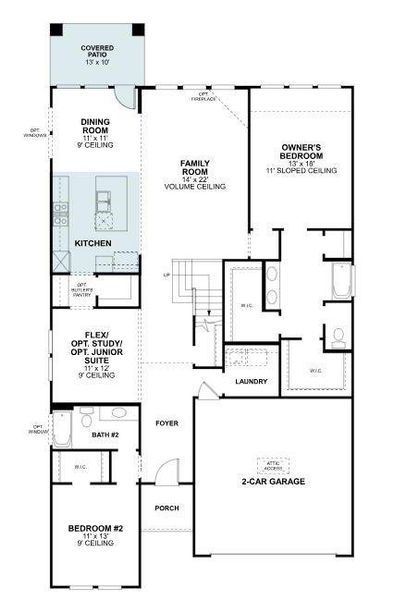 2D floor plan layout of this home in Vintage Village, Argyle, TX (Image 3).