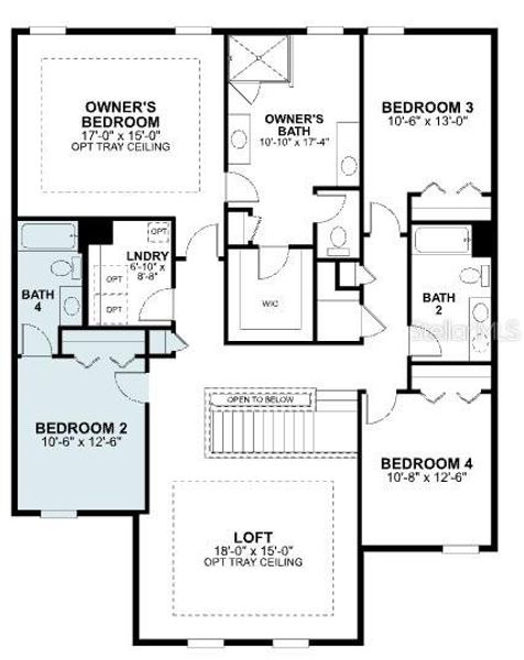 2D floor plan layout of this home in Eden at Crossprairie, St. Cloud, FL (Image 5).