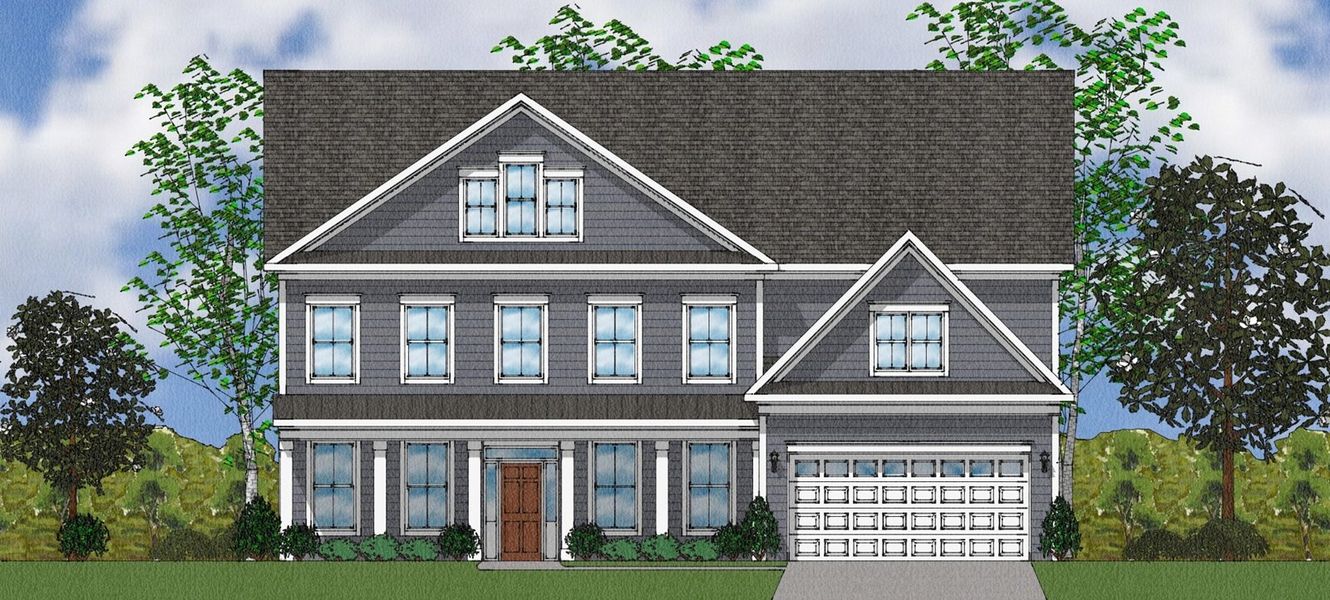 Exterior rendering of this home design in Palmetto Shores, Chapin, SC (Image 1).