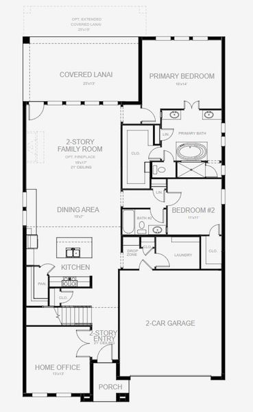 2D floor plan layout for the 2857F by Perry Homes in Mandarin Grove, Palmetto, FL (Image 3).
