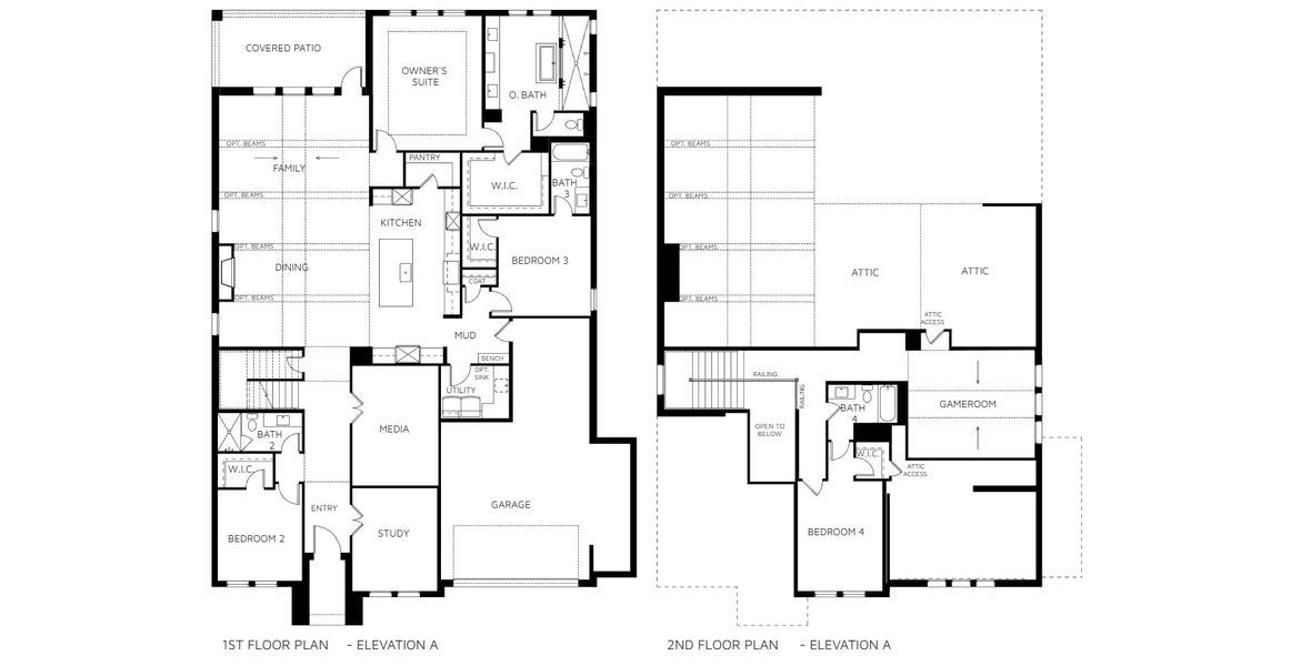2D floor plan layout for the Stella by Southgate Homes in Windsong Ranch 71' Series, Prosper, TX (Image 2).