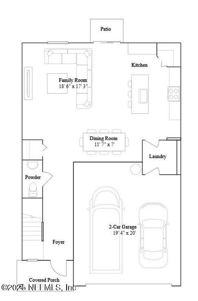 2D floor plan layout of this home in Whistler Woods, Jacksonville, FL (Image 2).