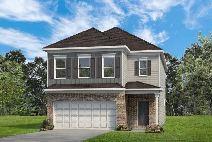 Front exterior of a new home in Sanders Park, Austell, GA, highlighting curb appeal (Image 1). Front exterior of a new home in Sanders Park, Austell, GA, highlighting curb appeal (Image 1).