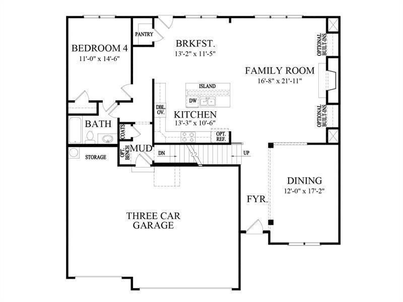 2D floor plan layout of this home in Hillshire, Cumming, GA (Image 4).