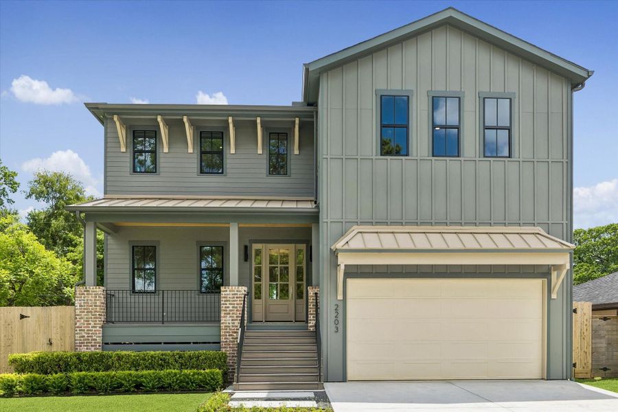 Front exterior of a new home in , Houston, TX, highlighting curb appeal (Image 1). Front exterior of a new home in , Houston, TX, highlighting curb appeal (Image 1).
