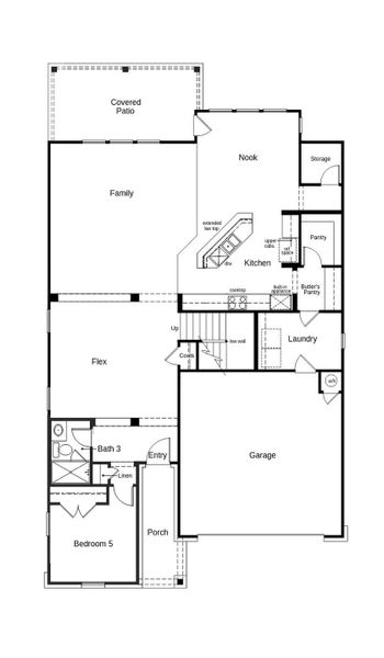 2D floor plan layout of this home in Salerno - Classic Collection, Round Rock, TX (Image 3).
