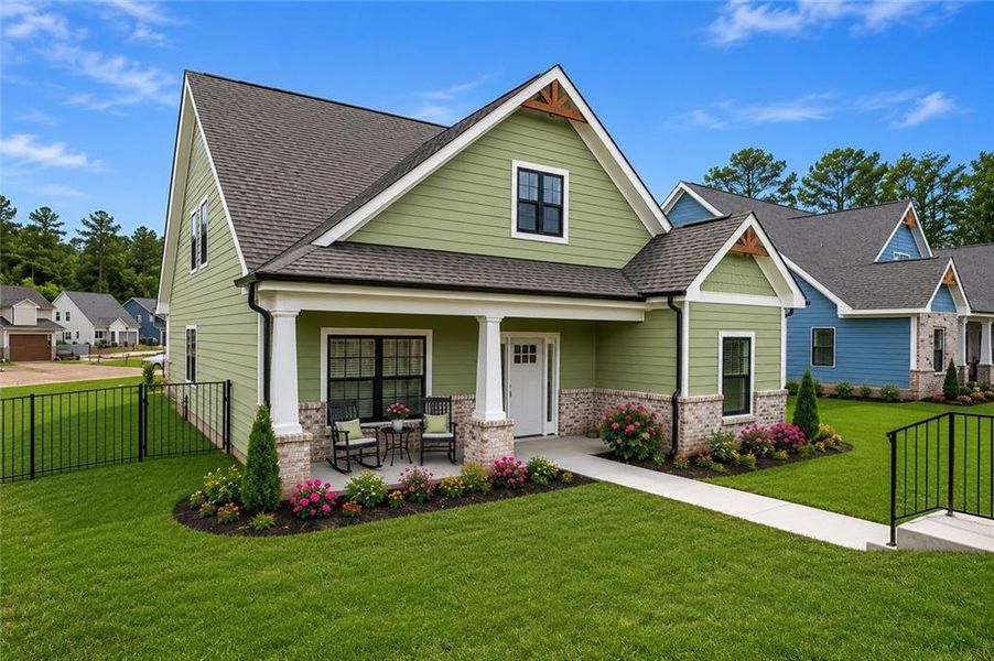 Front exterior of a new home in Ferguson Corners, Emerson, GA, highlighting curb appeal (Image 2). Front exterior of a new home in Ferguson Corners, Emerson, GA, highlighting curb appeal (Image 2).