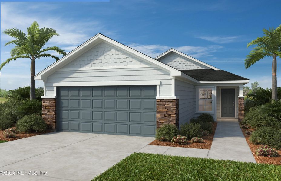 Front exterior of a new home in , St. Augustine, FL, highlighting curb appeal (Image 1). Front exterior of a new home in , St. Augustine, FL, highlighting curb appeal (Image 1).