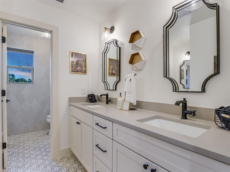 Upstairs Bath with Three Sinks/Vanities