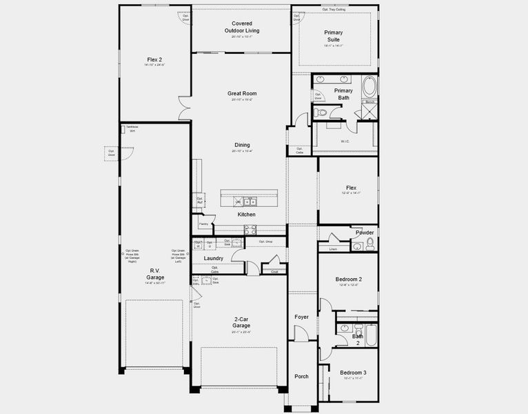 2D floor plan layout for the Overland by Taylor Morrison in Salero Journey, Phoenix, AZ (Image 3). 2D floor plan layout for the Overland by Taylor Morrison in Salero Journey, Phoenix, AZ (Image 3).