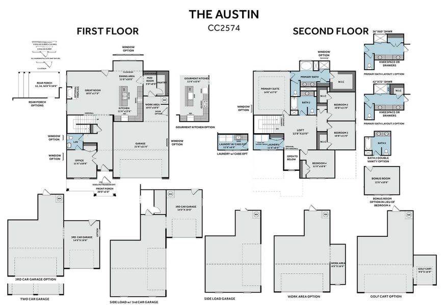 2D floor plan layout for the Austin by Caviness & Cates Communities in Bartlett Manor, Youngsville, NC (Image 173).