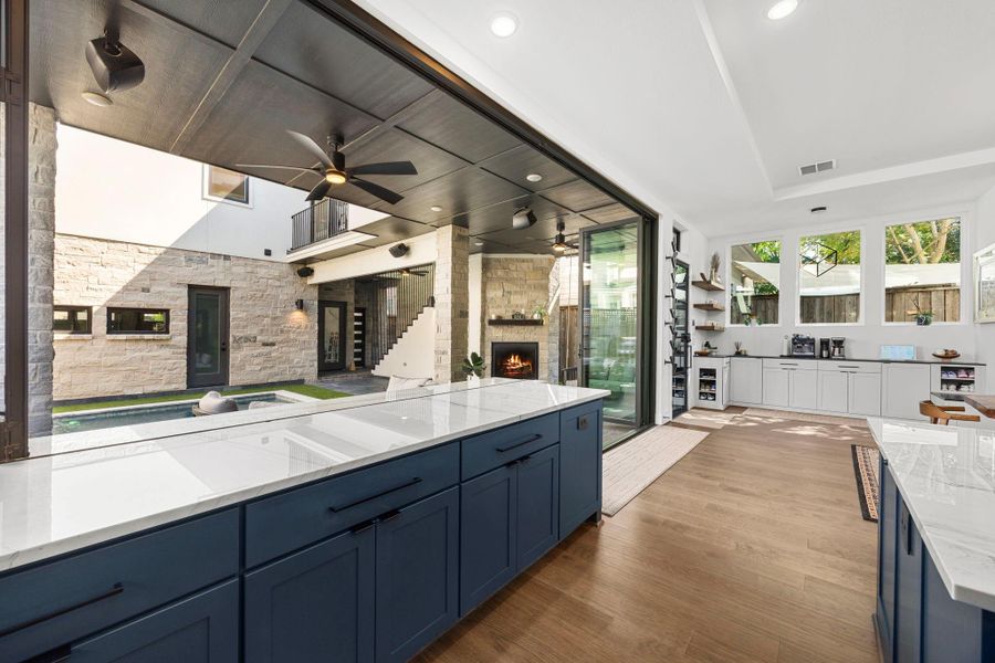 Premium Quartzite counters and backsplash.