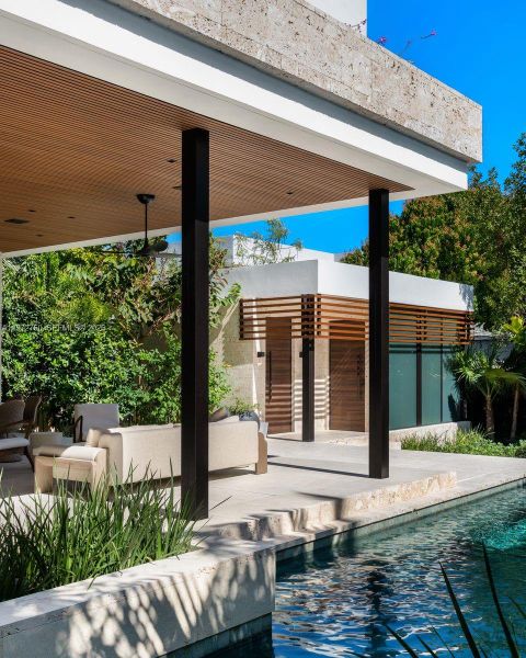 Exterior details and patio area of a home in , Miami Beach (Image 18). Exterior details and patio area of a home in , Miami Beach (Image 18).