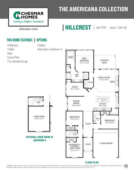 2D floor plan layout for the Hillcrest by Chesmar Homes in Grange, Katy, TX (Image 4). 2D floor plan layout for the Hillcrest by Chesmar Homes in Grange, Katy, TX (Image 4).