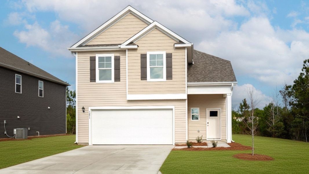 Front exterior of a new home in Vineyard Trail, Jacksonville, NC, highlighting curb appeal (Image 1).