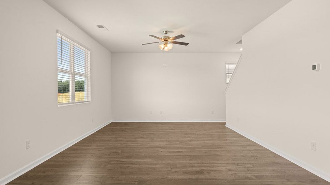Representative unfurnished interior of a home built from the Vivian by D.R. Horton in The Preserve at Agricultural Village, Perry (Image 17). Representative unfurnished interior of a home built from the Vivian by D.R. Horton in The Preserve at Agricultural Village, Perry (Image 17).