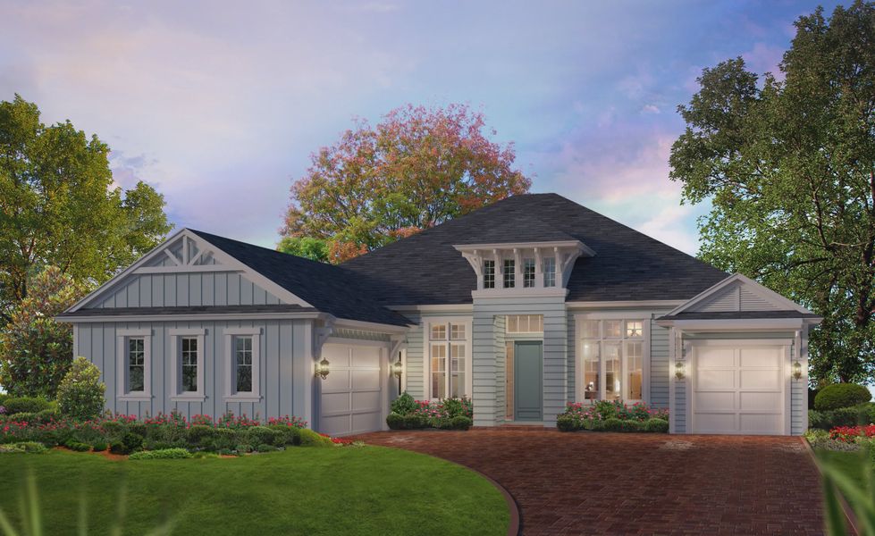 Representative exterior photo of a completed home built from the Egret VII Daytona by ICI Homes in Mosaic, Daytona Beach, FL (Image 9).