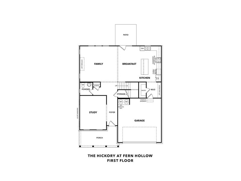 2D floor plan layout for the The Hickory F by Davidson Homes LLC in Fern Hollow, Buford, GA (Image 3). 2D floor plan layout for the The Hickory F by Davidson Homes LLC in Fern Hollow, Buford, GA (Image 3).