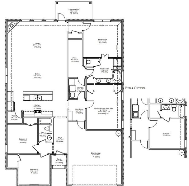 2D floor plan layout for the The Laurel by Avonley Homes in Austin's Colony, Bryan, TX (Image 3).