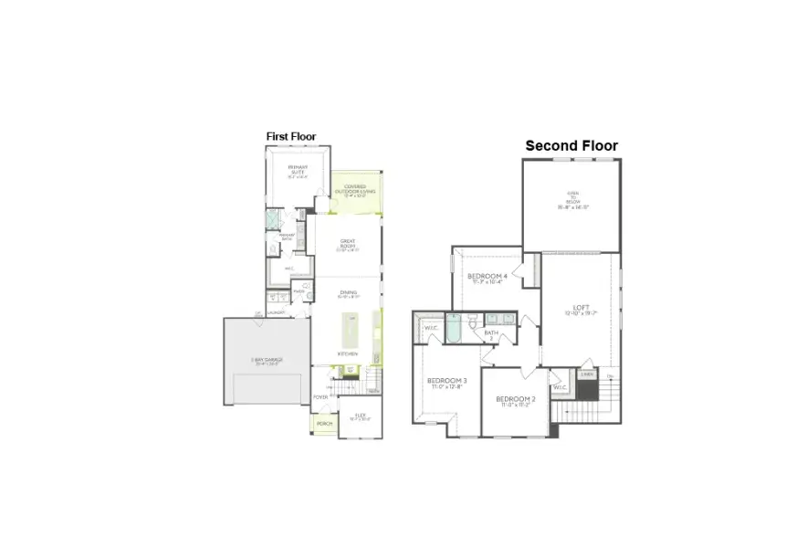 2D floor plan layout of this home in Union Park, Little Elm, TX (Image 3).