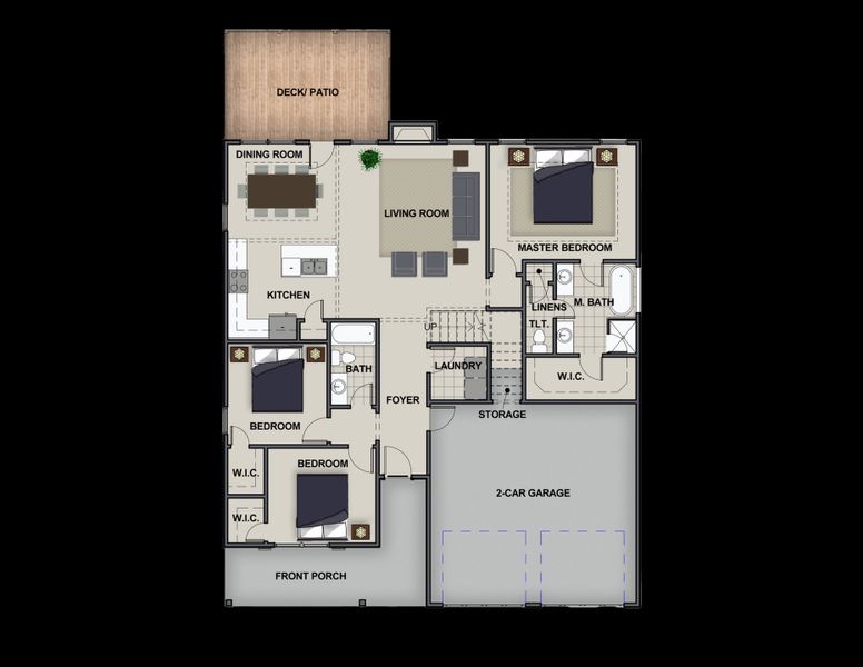 2D floor plan layout for the Groveland by Riverstone Construction, LLC in Creekside, Cleveland, TN (Image 3).