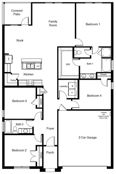 2D floor plan layout for the Cali by D.R. Horton in Yukon Ridge, Odessa, TX (Image 5). 2D floor plan layout for the Cali by D.R. Horton in Yukon Ridge, Odessa, TX (Image 5).