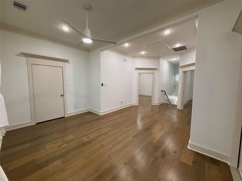 Attic storage is a breeze through full size doors to place your bulky storage in with ease.